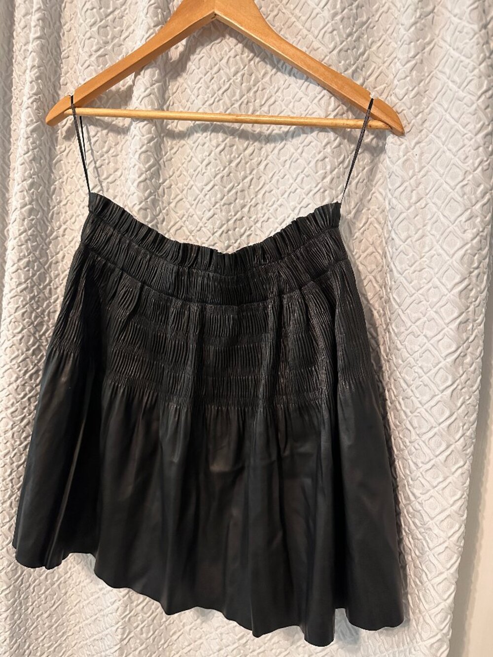 7 for All Mankind Faux Leather Pleated Miniskirt